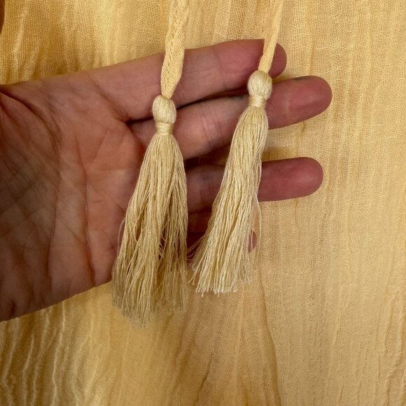 Monday Swimwear Tahiti 100% Linen Butter Yellow Tassel Tie Wide Leg Pants Size M - Picture 6 of 12